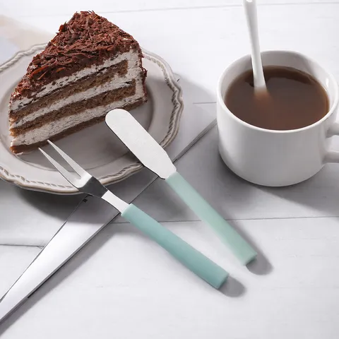 Macaron Farbe Obstgabel Edelstahl Kuchen Butter Streichmesser Set Dessert Gebäck Gabel Küche Geschirr Werkzeug
