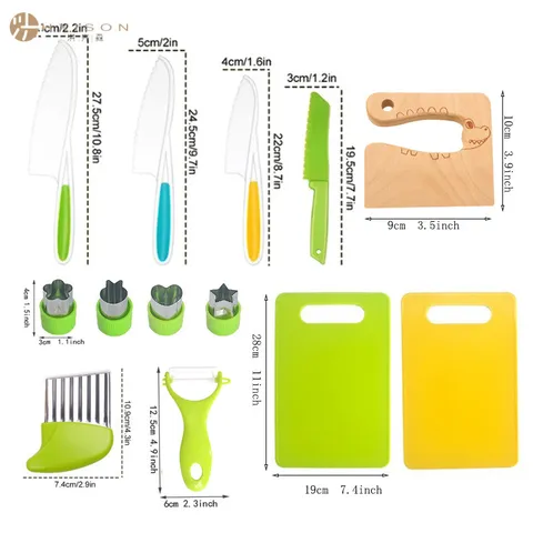 Kids Safe Plastic Fruit Knife Set Children Early Education Kitchen Cooking Knives Vegetables Bread Cutting Tools