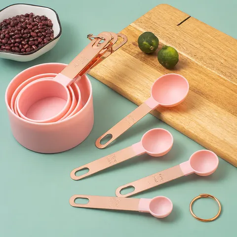 Juego de Cucharas y Tazas Medidoras de Plástico con Mango de Acero Inoxidable Herramientas de Cocina