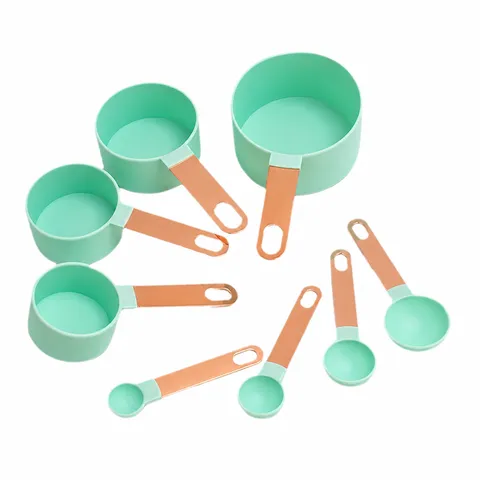 Juego de Cucharas y Tazas Medidoras de Plástico con Mango de Acero Inoxidable Herramientas de Cocina