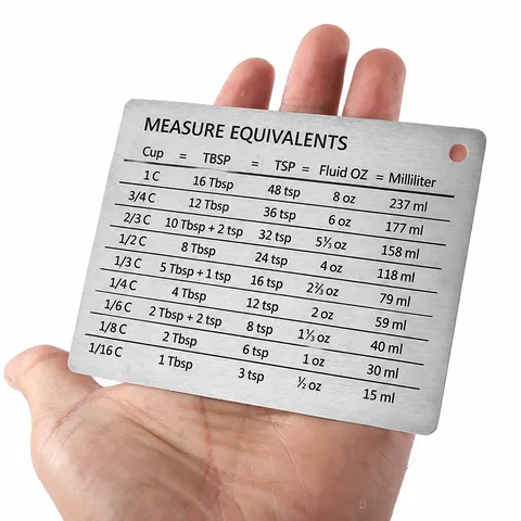 Aimant de Réfrigérateur de Tableau de Conversion de Mesure en Acier Inoxydable Outil de Cuisine de Cuisson
