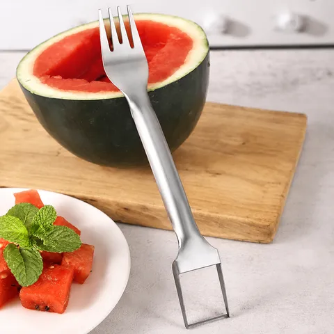 Cortador de Horquilla de Sandía Multifuncional de Acero Inoxidable Herramienta de Cocina con Caja de Regalo
