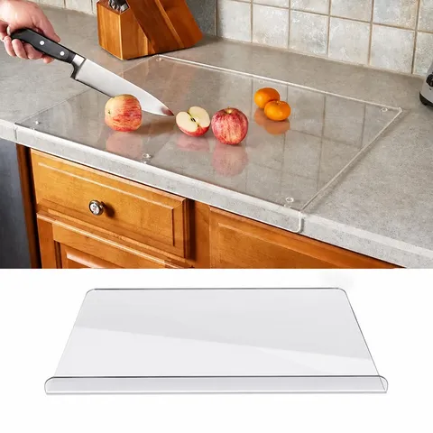 Tabla de Cortar de Acrílico Transparente Para Encimera de Cocina Antideslizante Tabla de Cortar Con Borde de Labio