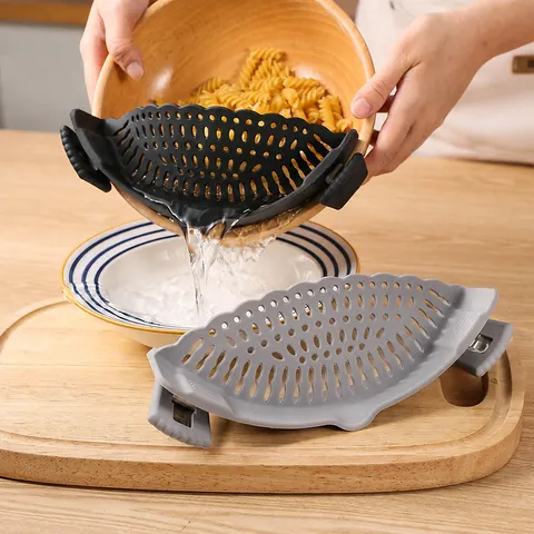 Silicone Pot Edge Drain Clip Kitchen Food Strainer Heat Resistant Colander Funnel Water Baffle Kitchen Tool