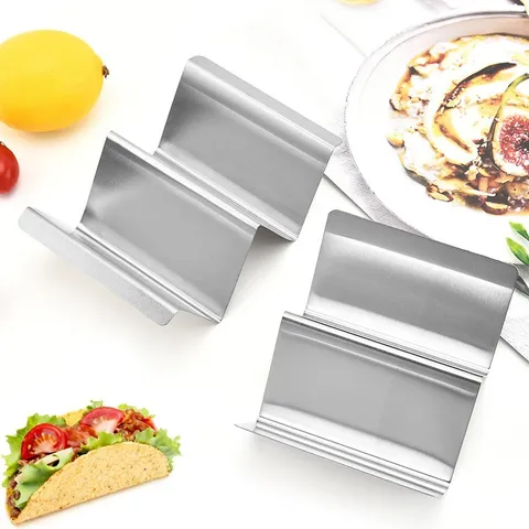 Soporte de Taco de Acero Inoxidable en Forma de W Estante de Tortilla de Doble Rejilla Pantalla Herramienta de Cocina