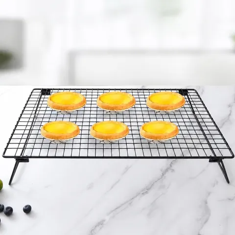 Carbon Steel Cooling Rack Foldable Black Baking Wire Mesh Tray For Cake Bread Cooling Desk Computer Heat Dissipation