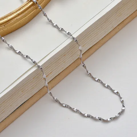 Echtes 925 Sterling Silber Kette Halskette Für Damen Italienisches Handwerk Minimalistische Gedrehte Welle Gliederkette Elegante Nischendesign Schlüsselbein Kette Geschenk