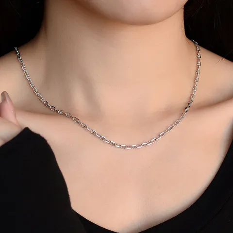 925 Sterling Silver Pig Nose Anchor Chain Necklace For Women Men Trendy Chunky Link Chain Cool Neutral Style Jewelry Necklaces