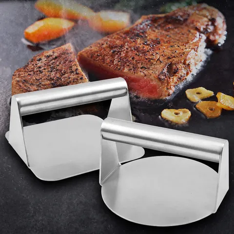 Prensa para Hamburguesas de Acero Inoxidable 304 Creador de Hamburguesas Manual Prensa de Carne Pesada para Asar Cocina Herramienta