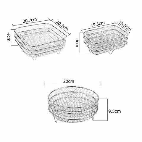 304 Stainless Steel Air Fryer Rack Three Layer Detachable Dehydrator Multilayer Cooking Grill Kitchen Baking Accessories