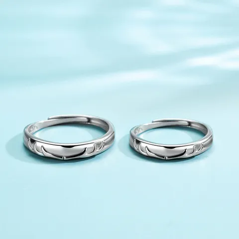 Minimalist 925 Silver Antler Open Ring For Couples Matching Geometric Forest Style Adjustable Band Ring Jewelry Valentine Gift