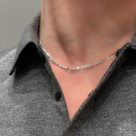 Collana con Catena Figaro in Argento Sterling S925 per Uomo Donna Catena Minimalista Semplice Hip Hop Moda Pendolare Gioielli Regalo