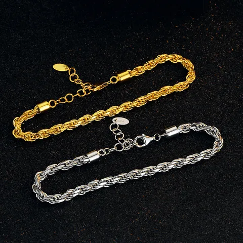 Italienisches Handwerk Zopfmuster Kette Armband 925 Silber Echtgold Vergoldet Minimalistisch Elegant Handschmuck Für Frauen Geschenk