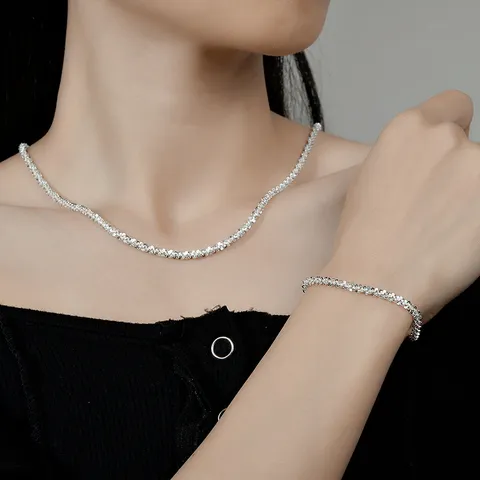 S925 Sterlingsilber Schleierkraut Halskette Italienisches Handwerk 4mm Dicke Funkelnde Kette Für Damen Herren Schmuck Geschenk