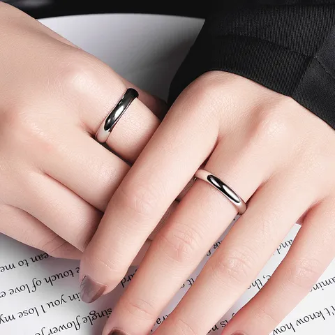Minimalistischer 925 Silber Glatter Hochglanzpolierter Schlichter Bandring Für Paare Geometrischer Offener Verstellbarer Ring Modischer Verlobungsschmuck Geschenk