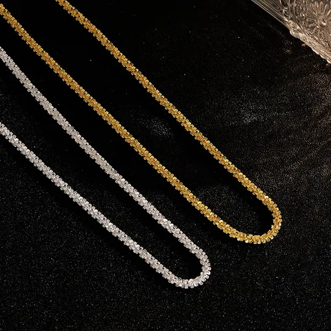 S925 Sterlingsilber Schleierkraut Halskette Italienisches Handwerk 4mm Dicke Funkelnde Kette Für Damen Herren Schmuck Geschenk