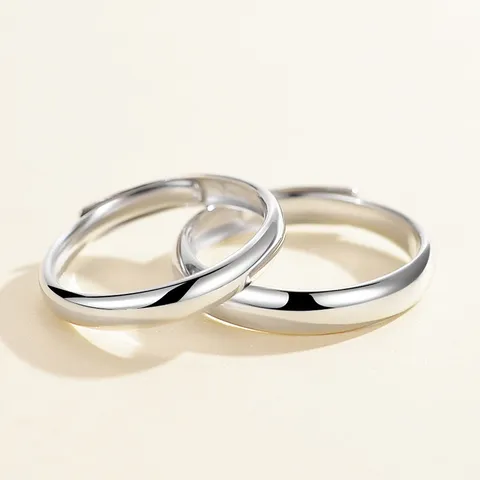 Minimalistischer 925 Silber Glatter Hochglanzpolierter Schlichter Bandring Für Paare Geometrischer Offener Verstellbarer Ring Modischer Verlobungsschmuck Geschenk