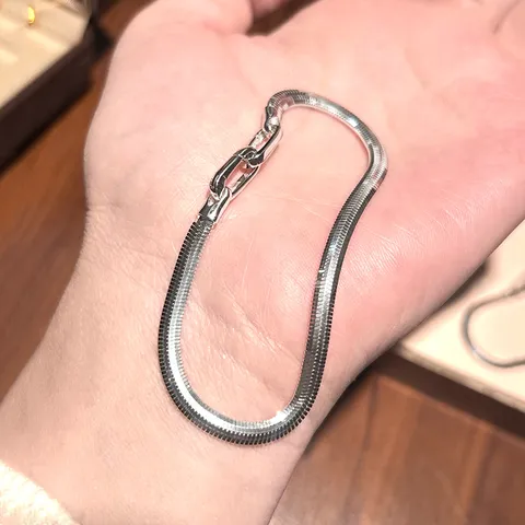 Italian Craft 925 Sterling Silver Smooth Soft Snake Bone Chain Bracelet Adjustable Universal Buckle Sleek Metal Strand Wristlet Gift For Women Men