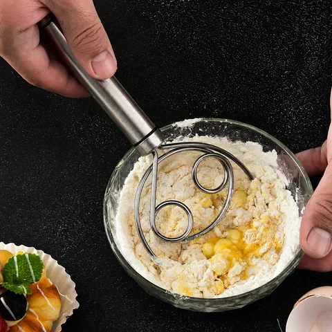 Frusta per Impasto Danese in Acciaio Inossidabile 304 Miscelatore Manuale per Farina Sbattitore per Uova Strumento da Cucina per Cottura Design a Doppia Spirale