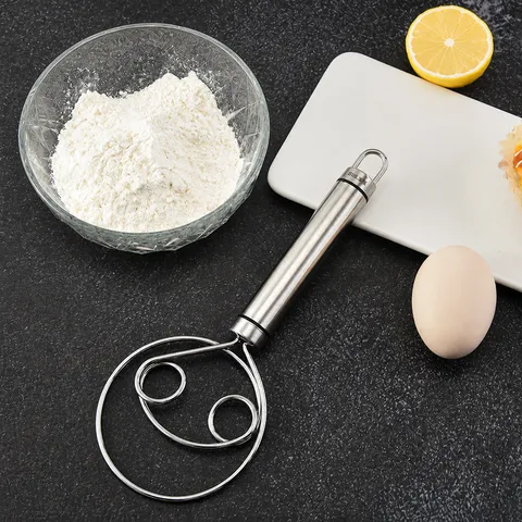 Frusta per Impasto Danese in Acciaio Inossidabile 304 Miscelatore Manuale per Farina Sbattitore per Uova Strumento da Cucina per Cottura Design a Doppia Spirale