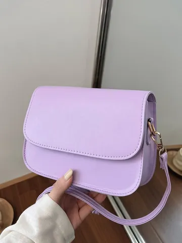 Sac Bandoulière Décontracté en Cuir PU pour Femmes Mode Polyvalent Simple Petit Sac Carré Sac à Main pour Trajet Quotidien