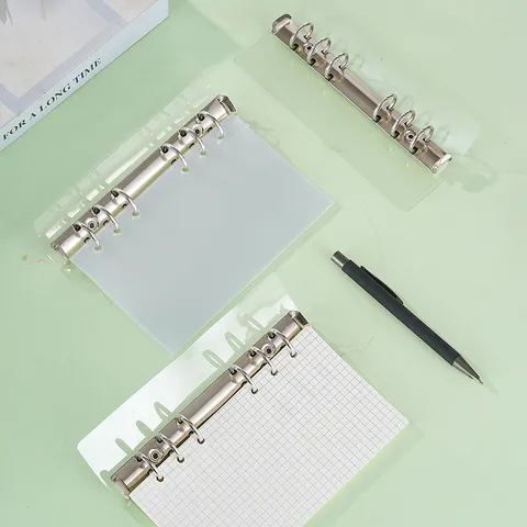 Transparent PVC Loose Leaf Binder Cover Side Insert Divider Handmade Notebook Inner Page Storage Clip Organizer