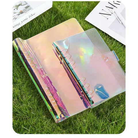 Transparent Laser Loose Leaf Binder Planner Notebook Waterproof PVC Document Folder School Office Stationery Gift
