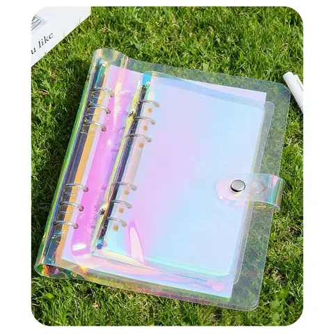 Transparent Laser Loose Leaf Binder Planner Notebook Waterproof PVC Document Folder School Office Stationery Gift