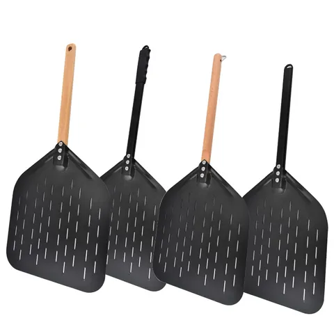 12 Inch Hollow Pizza Peel High Temperature Baked Paint Aluminum Pizza Shovel With Detachable Handle Kitchen Baking Tool