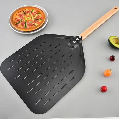 12 Inch Hollow Pizza Peel High Temperature Baked Paint Aluminum Pizza Shovel With Detachable Handle Kitchen Baking Tool