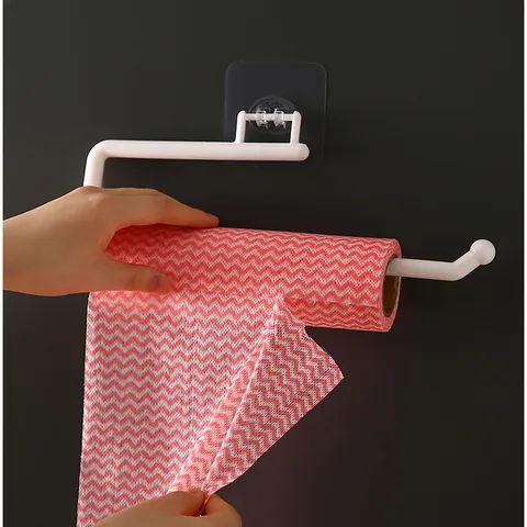 Modern Minimalist Plastic Kitchen Paper Towel Holder Wall Mounted Roll Paper Storage Rack Undercabinet Tissue Dispenser Home Organizer