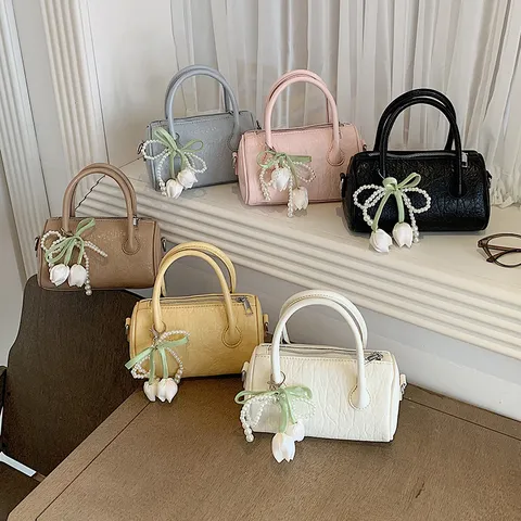 Sac Oreiller en Cuir PU pour Femmes Sac Bandoulière Mode Navette Sac Cabas Unie Sac à Épaule Petit