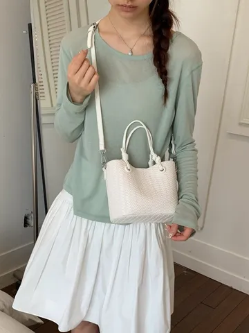 Sac Seau en Cuir PU à Texture Tissée Rétro pour Femmes Mode Polyvalent Décontracté Bandoulière Sac à Main