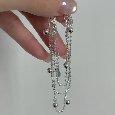 925 Sterlingsilber Retro Perlen Halskette Für Damen Minimalistisch Koreanischer Stil Zierliche Kugel Kette Schlüsselbein Kette Schmuck XLT262