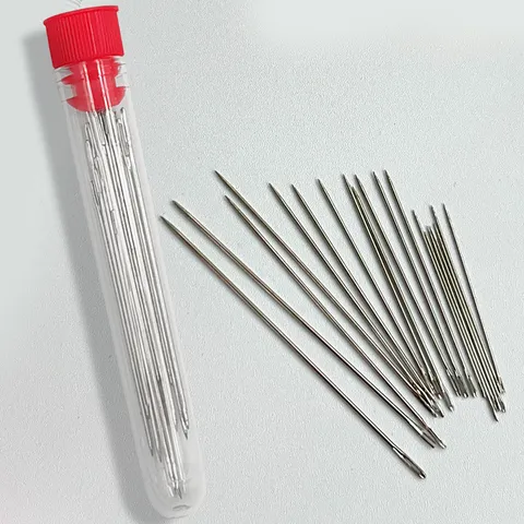Handmade Large Eye Steel Needle Set Household Long Sewing Needles With Transparent Tube Portable Hand Sewing Tools