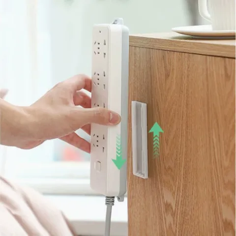 Punch-Free Power Strip Holder Wall Mounted Socket Organizer Cable Management Storage Rack Adhesive Holder
