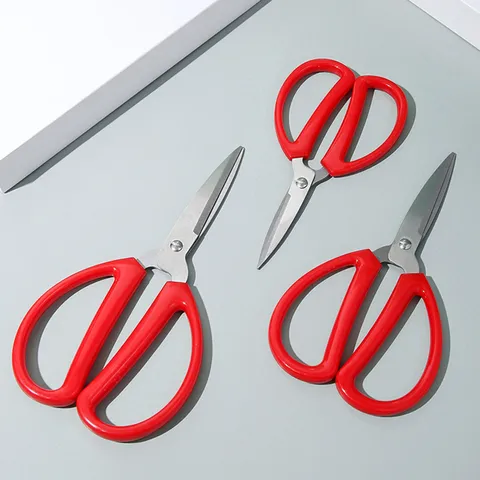 Stainless Steel Household Office Scissors Red Handle Small Medium Large Cutting Tool For Kitchen Craft Paper
