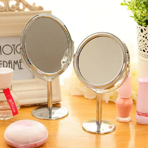 Metal Tabletop Makeup Mirror Double Sided Rotating Cosmetic Vanity Mirror Round Desktop Dressing Mirror