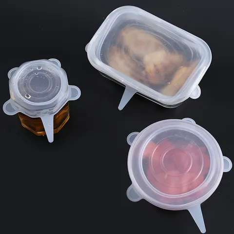 Reusable Silicone Stretch Lids Food Cover Bowl Pot Stretchable Seal Caps Kitchen Accessories Transparent White