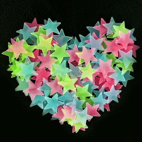 Stickers Muraux Étoiles en Plastique Lumineux Brillants dans le Noir Autocollants Muraux Fluorescents pour Chambre d'Enfant Décor
