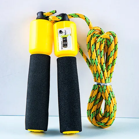 Schüler Zähl-Springseil Verstellbar PVC Baumwollseil Fitness Training Sport Springseil Mit Schwammgriff