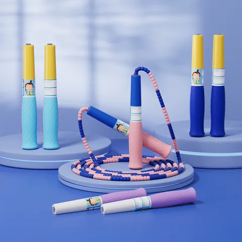 Kinder Perlen Springseil Segmentiert Weichgummi Springseil Einstellbar Sport Training Fitness Seil Mit Namensschild