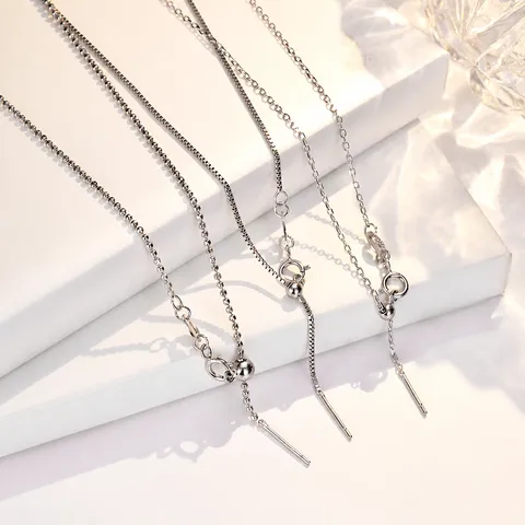 Minimalist 925 Sterling Silver Universal Necklace Adjustable Box Cross Chain Fashion Jewelry Gift for Women and Men