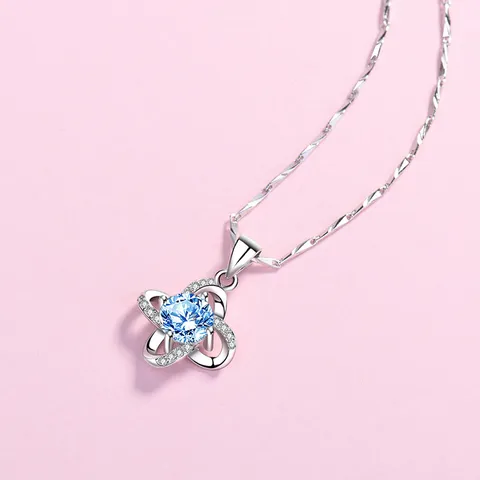 S925 Sterling Silver Four-Leaf Clover Pendant Only Without Chain For Women Sparkling Zirconia Inlaid Elegant Jewelry Charm Gift