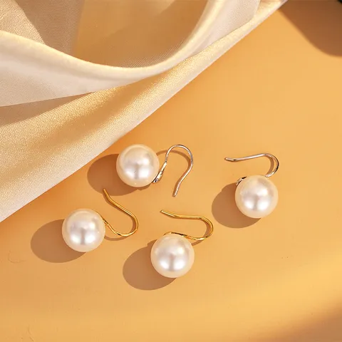 Elegante Ohrringe Mit Künstlichen Perlen In High-Heel-Form Und Ohrstecker-Stift Aus 925 Sterlingsilber Galvanisiert Gold Platin Geometrische Ohrringe Für Damen