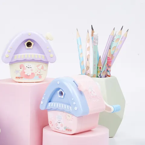 Kreativer Cartoon Haus Bleistiftspitzer Manueller Desktop Schreibwaren Geschenk Für Schüler Kinder Kunststoff Spitzer Werkzeug