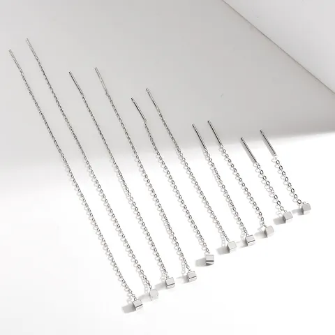 925 Sterling Silber Würfel Quaste Ohrfaden Minimalistisch Geometrisch Lange Kette Hängende Ohrringe Echtgold Vergoldet Feiner Schmuck Für Damen