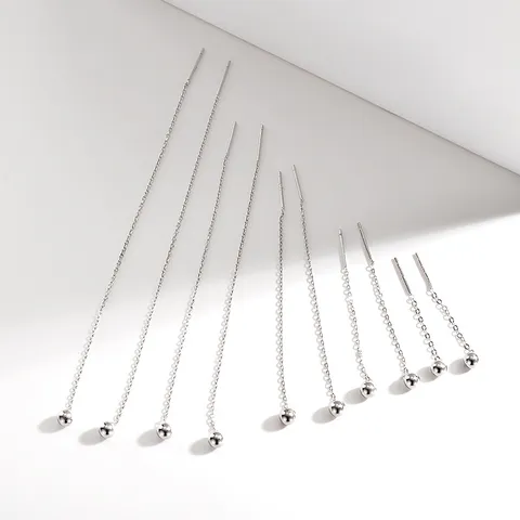 S925 Sterling Silber Perle Ohrfaden Ohrringe Für Damen Minimalistische Lange Quaste Runde Kugel Hängeohrringe Mode Schmuck Geschenk