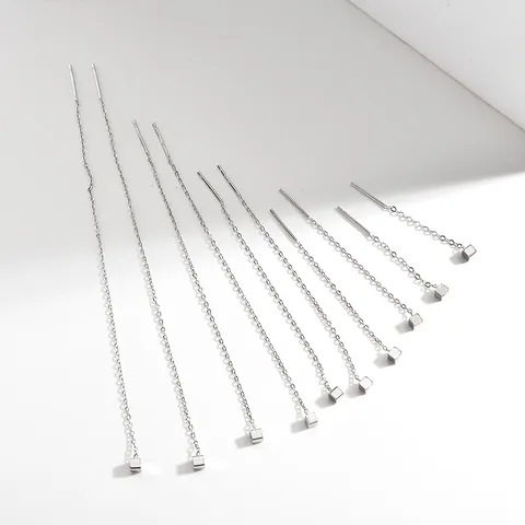 925 Sterling Silber Würfel Quaste Ohrfaden Minimalistisch Geometrisch Lange Kette Hängende Ohrringe Echtgold Vergoldet Feiner Schmuck Für Damen