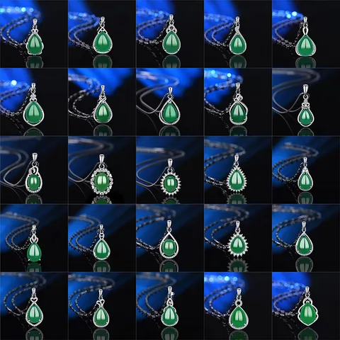 S925 Sterlingsilber Eingelegt Wassertropfen Achat Chalcedon Anhänger Ohne Kette Für Damen Modeschmuck Elegantes Geschenk